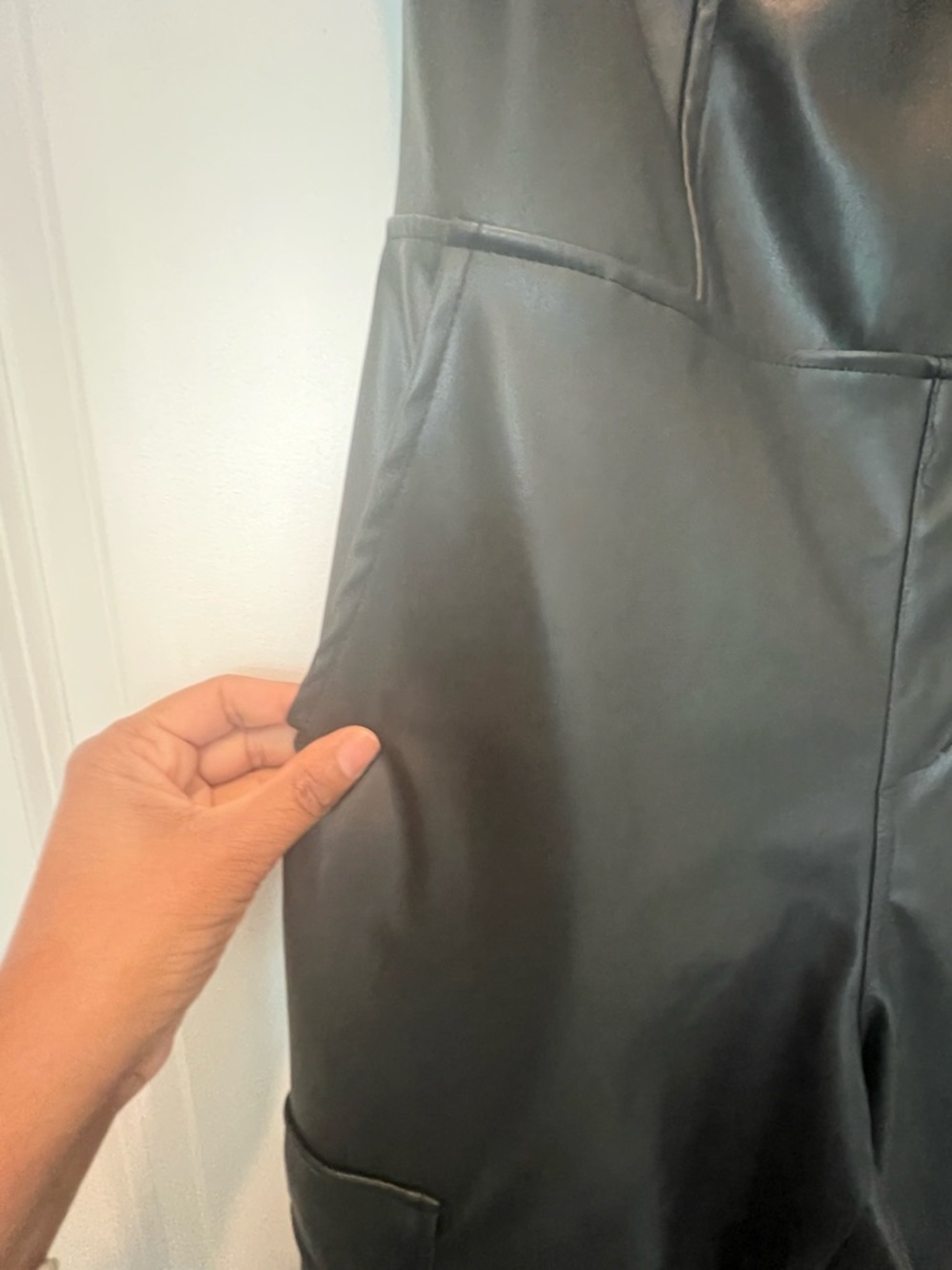 Bar III Black Faux Leather Romper